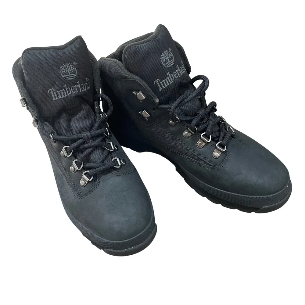 Timberland Euro Hiker Mens Black Leather Cordura Boots 6529A Size 10M